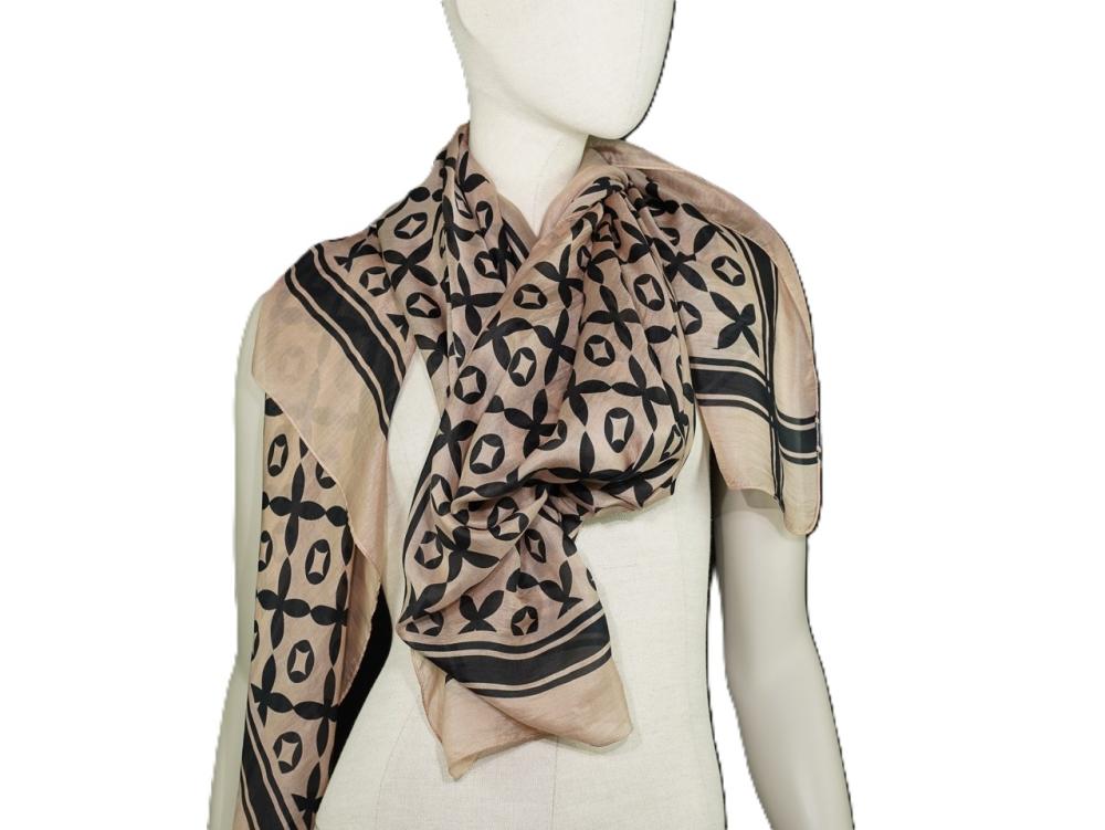 AHMADDY Seiden-Schal beige schwarz